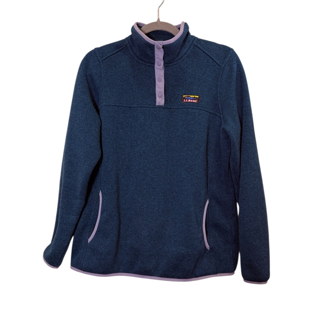 L.L. Bean Women’s Gorpcore Glacial Blue 1/4 Snap Knit Pullover Sz M